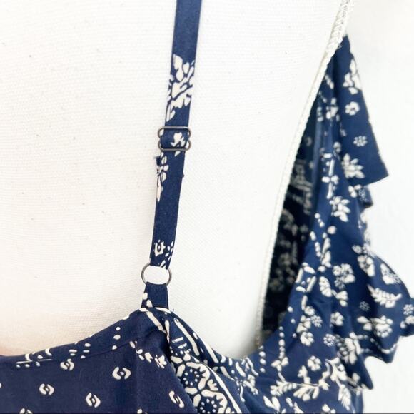 Vince Camuto Women Blue Ditsy Liberty Printed Ruffled Slip Dress Plus Size 1X - Picture 7 of 11